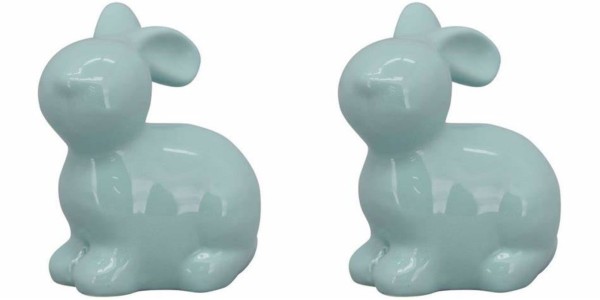 Deko Hase 2er Set Ostern Blau 17,5 cm