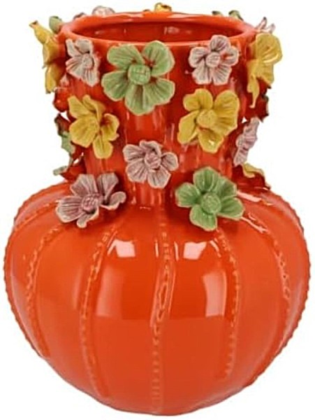 Vase Orange Blüte Blumen Keramik 33 cm