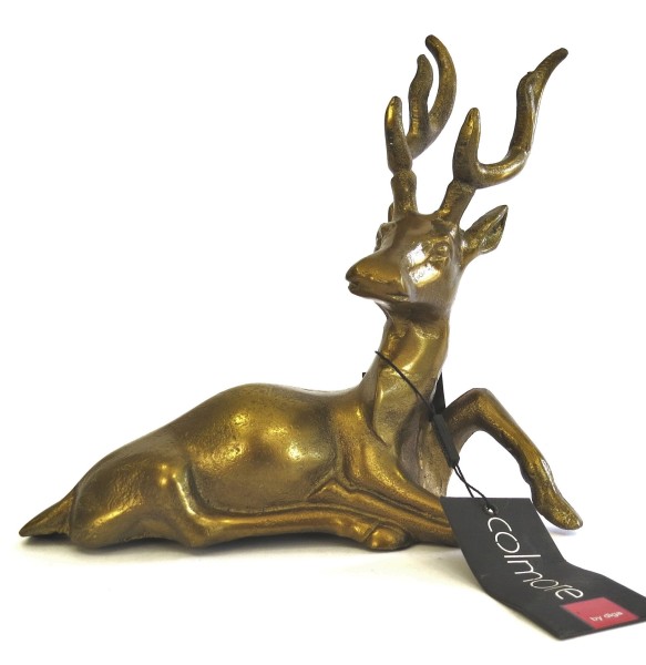 Hirsch Figur Deko Gold Weihnachten Metall 24 cm