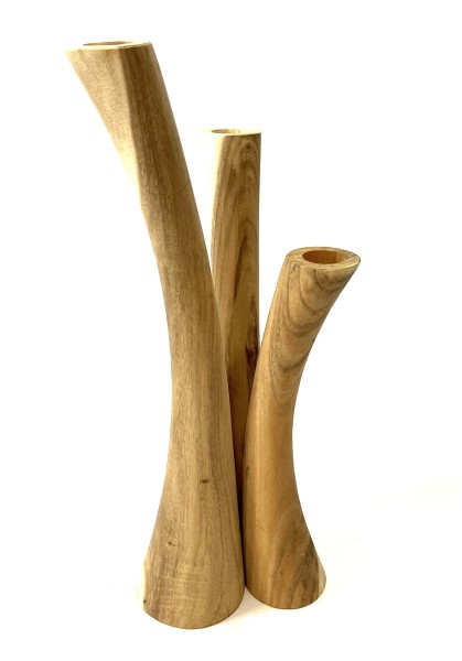 Kerzenständer Teelichthalter Holz Modern XL 3er Set 60 cm