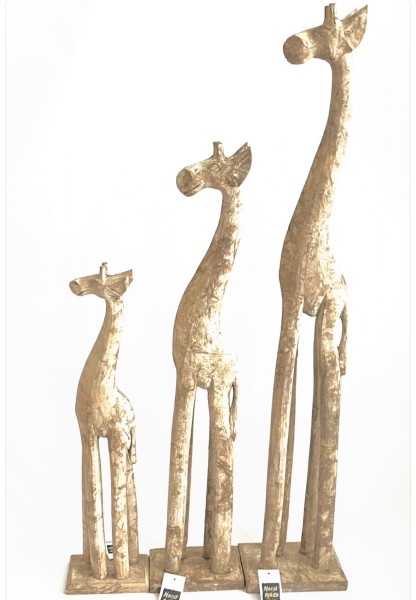 Dekofigur Giraffe 3er Set Holz 100cm 80 cm 60 cm