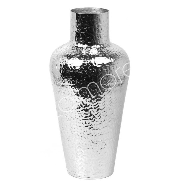 Vase Silber Glänzend Schmal Metall 43 cm